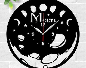 Moon Phase Clock laser cut files SVG vector file ai, cdr, dxf, eps, pdf, png download digital design cut file template Moon Pattern Clock