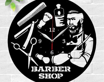 Archivos de corte láser de reloj de peluquería, archivo SVG, archivo vectorial ai, cdr, dxf, descarga instantánea, plantilla de archivo de corte de diseño digital Reloj de peluquería