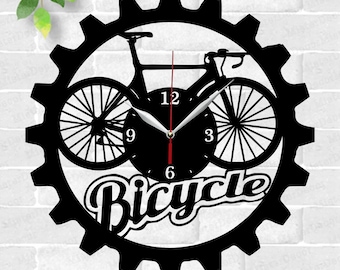 Bicycle Clock laser cut files SVG file vector file ai cdr, dxf instant download digital design cut file template Cyclist Clock Bike Clock