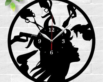 Reloj de peluquería, archivos de corte láser, archivo SVG, archivo vectorial ai, cdr, dxf, descarga instantánea, diseño digital, archivo de corte. Reloj de peluquería.