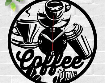 Kaffeeuhr Laserschnittdateien, SVG-Datei vektor datei ai cdr dxf sofort download digital design schnittdatei vektor küchenuhr kaffee zeit