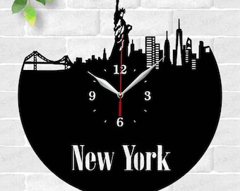 New York wall clock laser cut files, SVG file. vector file ai, cdr, dxf instant download digital design, cut file template