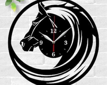 Horse Clock laser cut files SVG file vector file ai cdr dxf instant download digital design cut file vector Decor Animal Horse Clock SVG