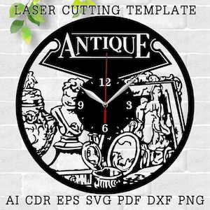 Antique Clock laser cut files, SVG file. vector file ai cdr dxf instant download digital design cut file vector Decor Antique Clock SVG