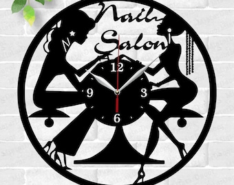 Nail Salon Clock laser cut files SVG vector file ai, cdr, dxf, eps pdf png download digital design cut file template Nail Beauty Salon Clock