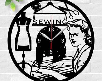 Naaiklok lasergesneden bestanden SVG-vectorbestand ai, cdr, dxf, eps, pdf, png download digitaal ontwerp gesneden bestand sjabloon Decor Job Sewing Clock
