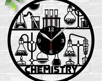 Сhemistry Clock laser cut files SVG file vector file ai cdr dxf instant download digital design cut file template Chemists Science Clock