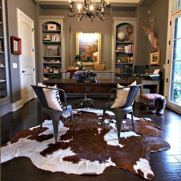 New Real 100% Cowhide Genuine Leather Rugs Natural Tricolor Cow Hide Fur Skins Carpet Area Small-3XL sizes available