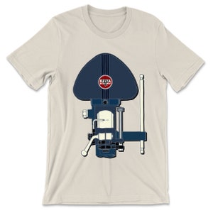 Delta — DP-220 Drill Press Drawing (Blue) T-Shirt (Multiple Colors)