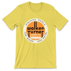 Walker-Turner — Round Emblem (Tangerine & Black on Cream) T-Shirt (Multiple Colors)
