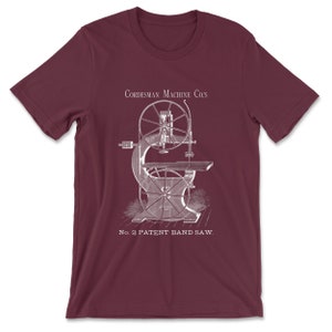Cordesman Machine Co. — No. 2 Patent Bandsaw (White) T-Shirt (Multiple Colors)