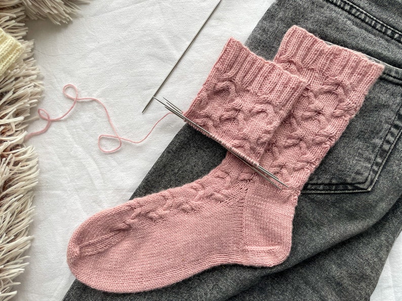 Knit Sock Pattern Cable Socks Minimalist Socks Wool Socks Etsy