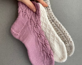Lace Ankle Sock Knitting Pattern Set: 3-in-1 Beginner Patterns (PDF)