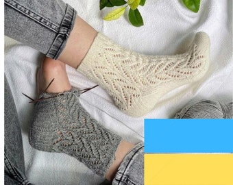Patrones de tejido, Patrón de tejido de calcetines fácil, Calcetines hasta media pantorrilla, Lindos calcetines de alpaca, Calcetines tejidos con puños hacia abajo, Patrón en PDF