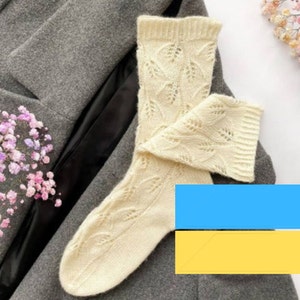 Knitting patterns, lace socks, ukraine wool socks, Socks for beginners, digital download, Cute alpaca sock, Tube boot socks, hand knit socks