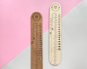 Knitting ruler, Gauge swatch, knitting supplies, Knitting notions, Ruler for Measuring, Heel 2 Toe Ruler, Needle Gauge, knitting gifts mom