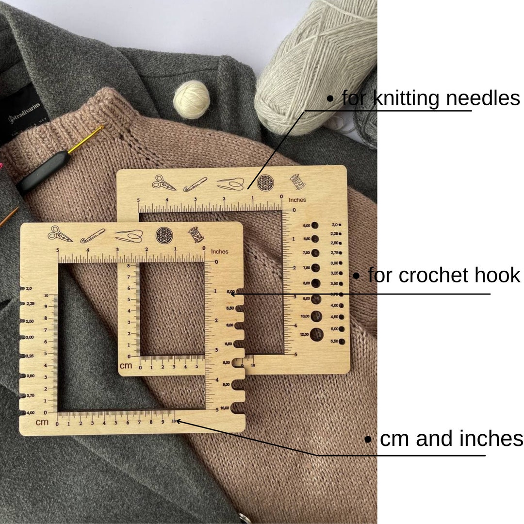 Sewing & Knitting Gauge Size Measure Ruler With Sliding Adjustable Marker 