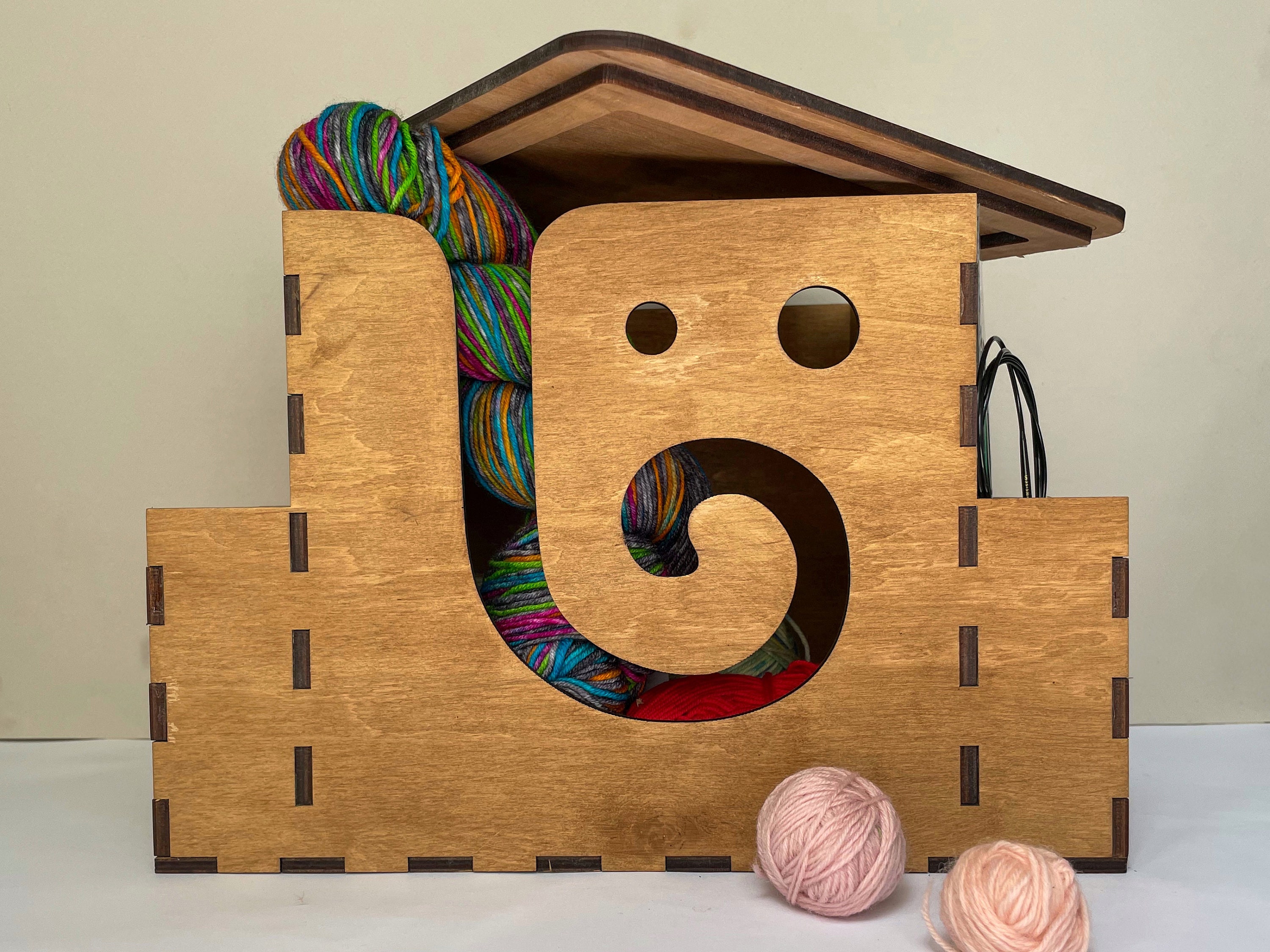 Wooden Yarn Box Large Yarn Bowl Crochet Bowl Holder Gifts for