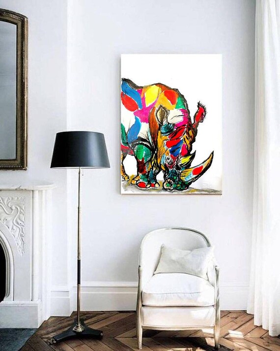 Quadro astratto, quadro moderno, quadro rinoceronte, quadro pop