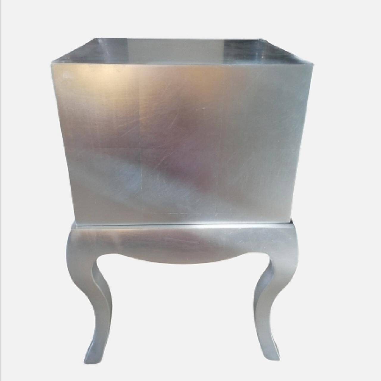 Kare Design Silver Leaf Bedside Table Steel Leather and Wood Etsy