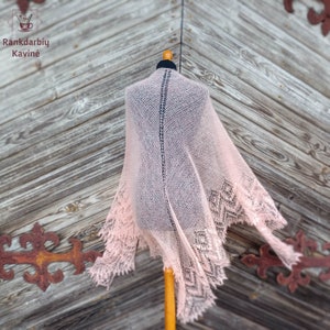 READY TO SHIP / Lace shawl, hand knitted, kidsilk,  Wedding knitted shawl,  mohair triangle scarf
