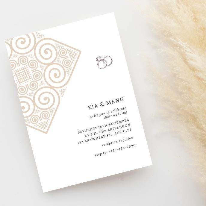 Hmong Logo Wedding Invitation (print and Ship) - Etsy