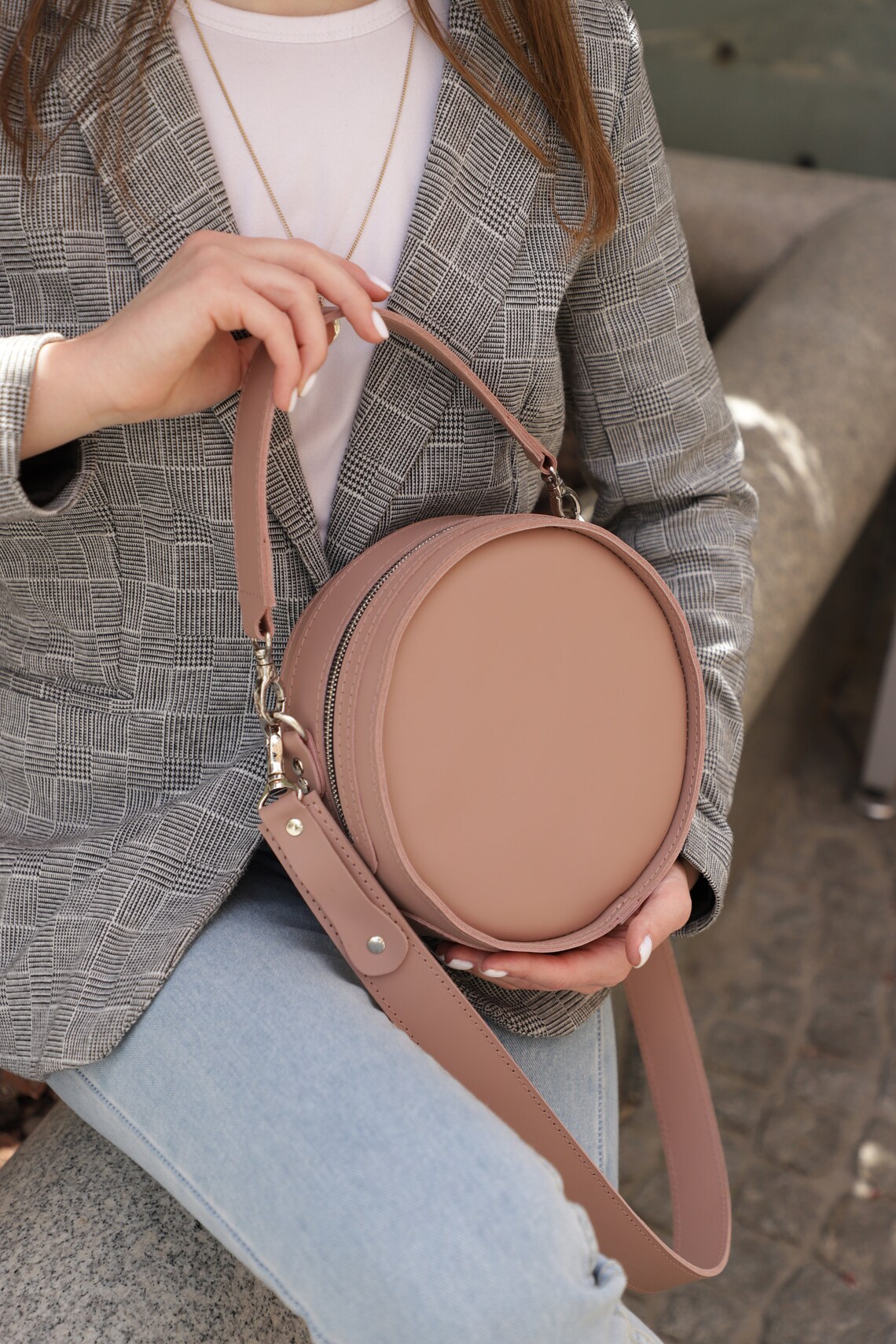 Leather crossbody bag for women leather round bag handbags Etsy