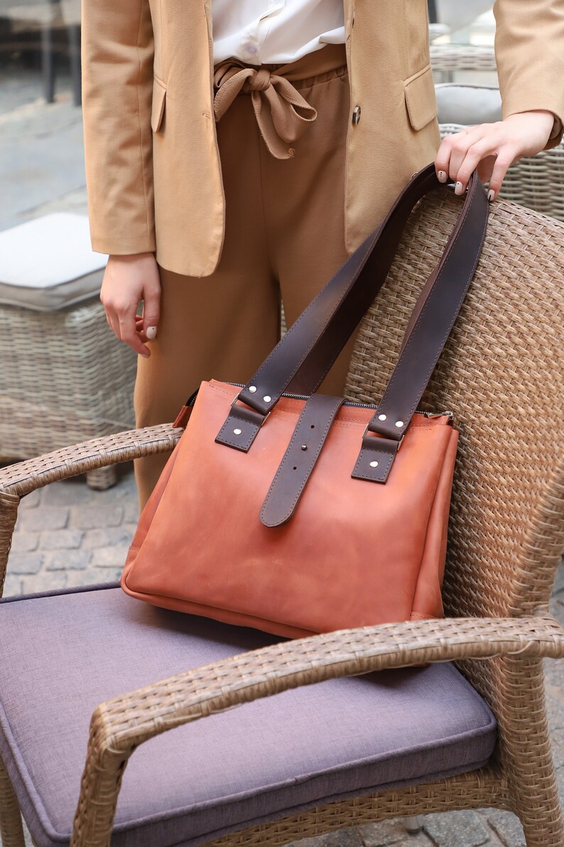 leather tote with zipper bridesmaid tote bag leather laptop bag messenger bag women duffle bag women weekender bag women Tote bags