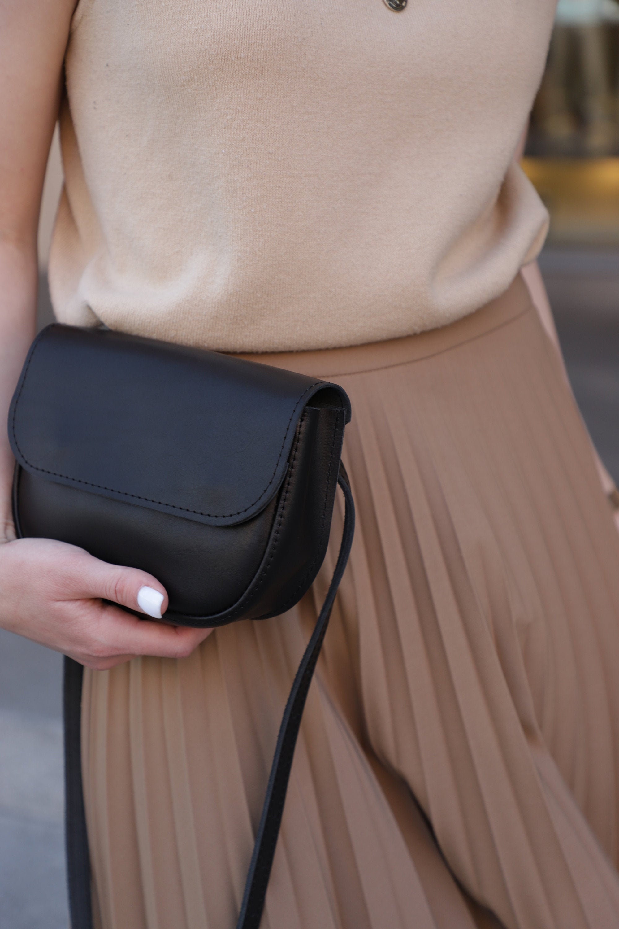 Small leather crossbody bag black leather bag leather purse Etsy