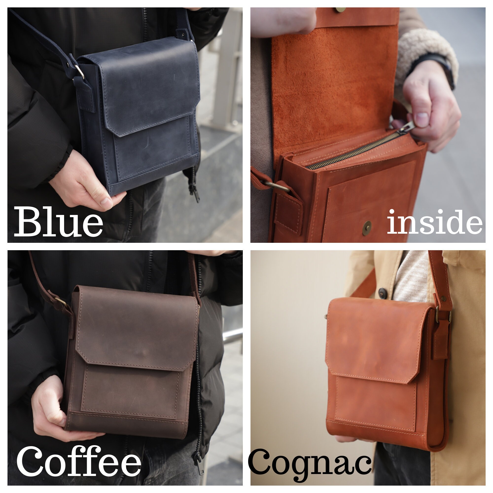 Shoulder bag men man leather bag bag for men leather | Etsy