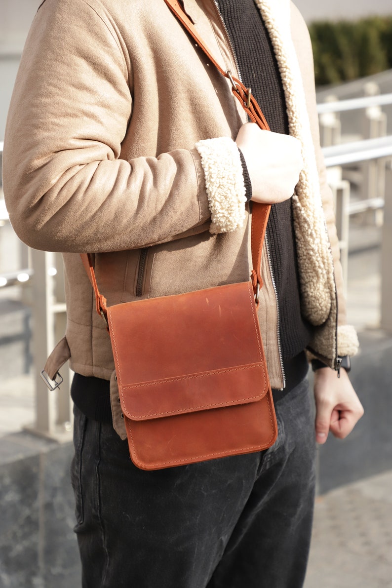 Leather Bag Men Bag Gift for Him Mens Gift Man Purse Etsy