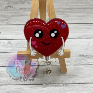 CLEARANCE Happy Heart Badge Reel With Alligator Clip