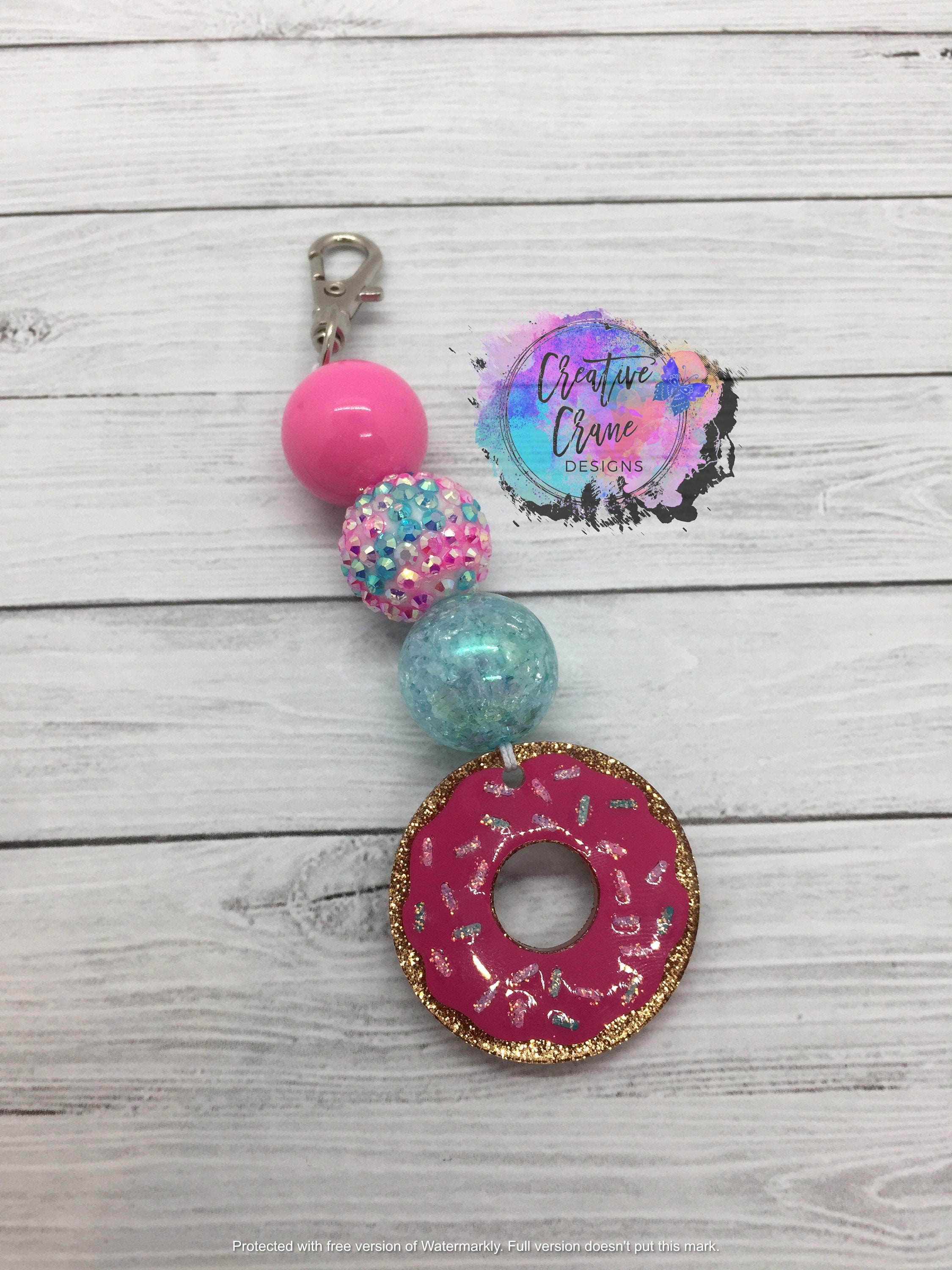 Donut Beaded Keychain Etsy