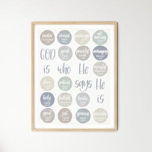 Impresión de acuarela costera neutra "Dios es" (descarga digital)