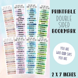 Double-sided Identity in Christ bookmarks bundle printable | You are who God says you are | Christian kids church resource