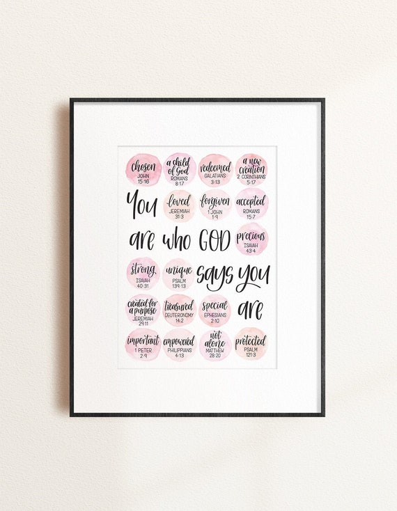 Pink Christian Wall Art | Identity in Christ, Teen Bedroom (Digital Download)