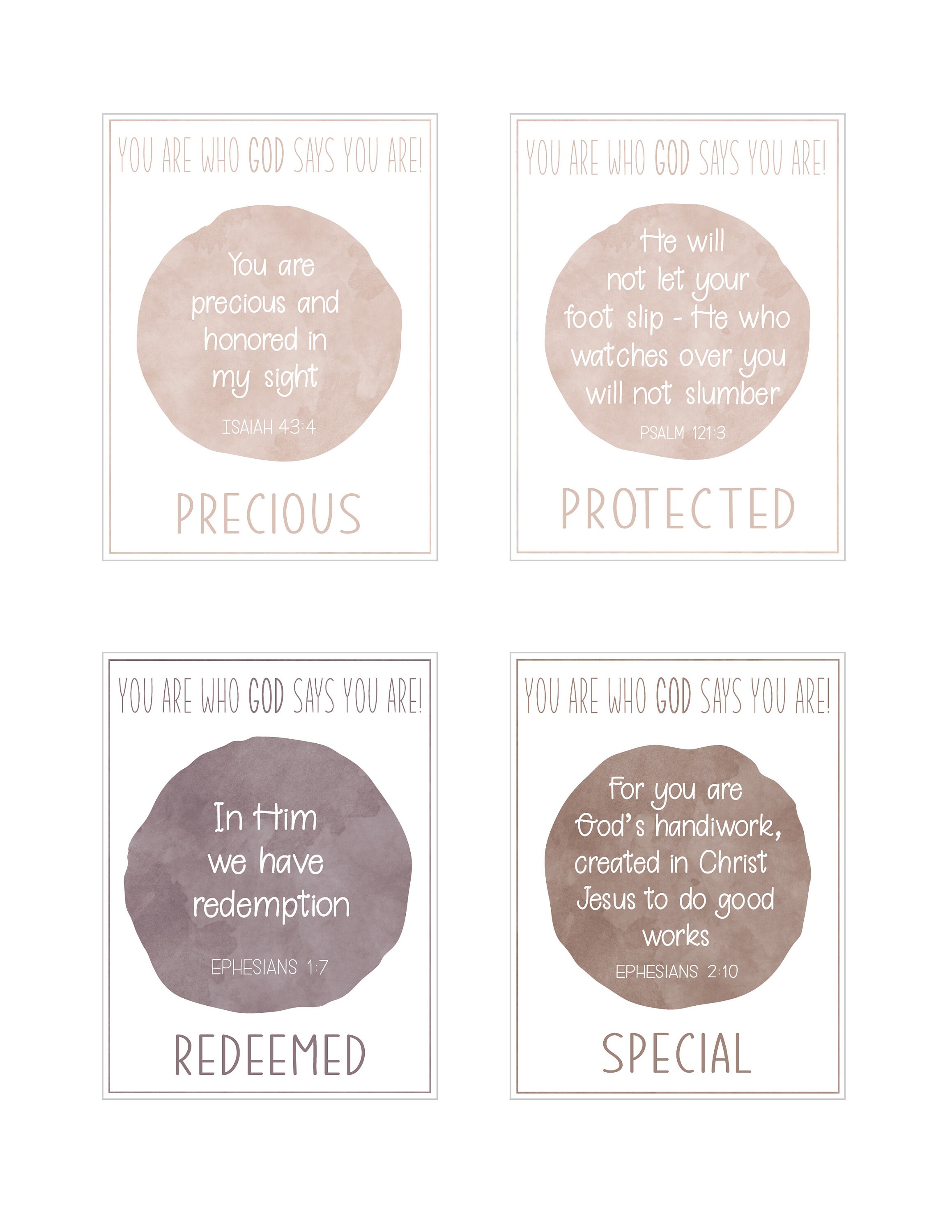 Printable Christian Affirmation / Scripture Cards Identity - Etsy