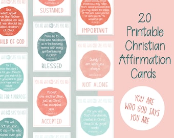 Christian Affirmation Cards | Identity in Christ Bible Verses (Digital Download)