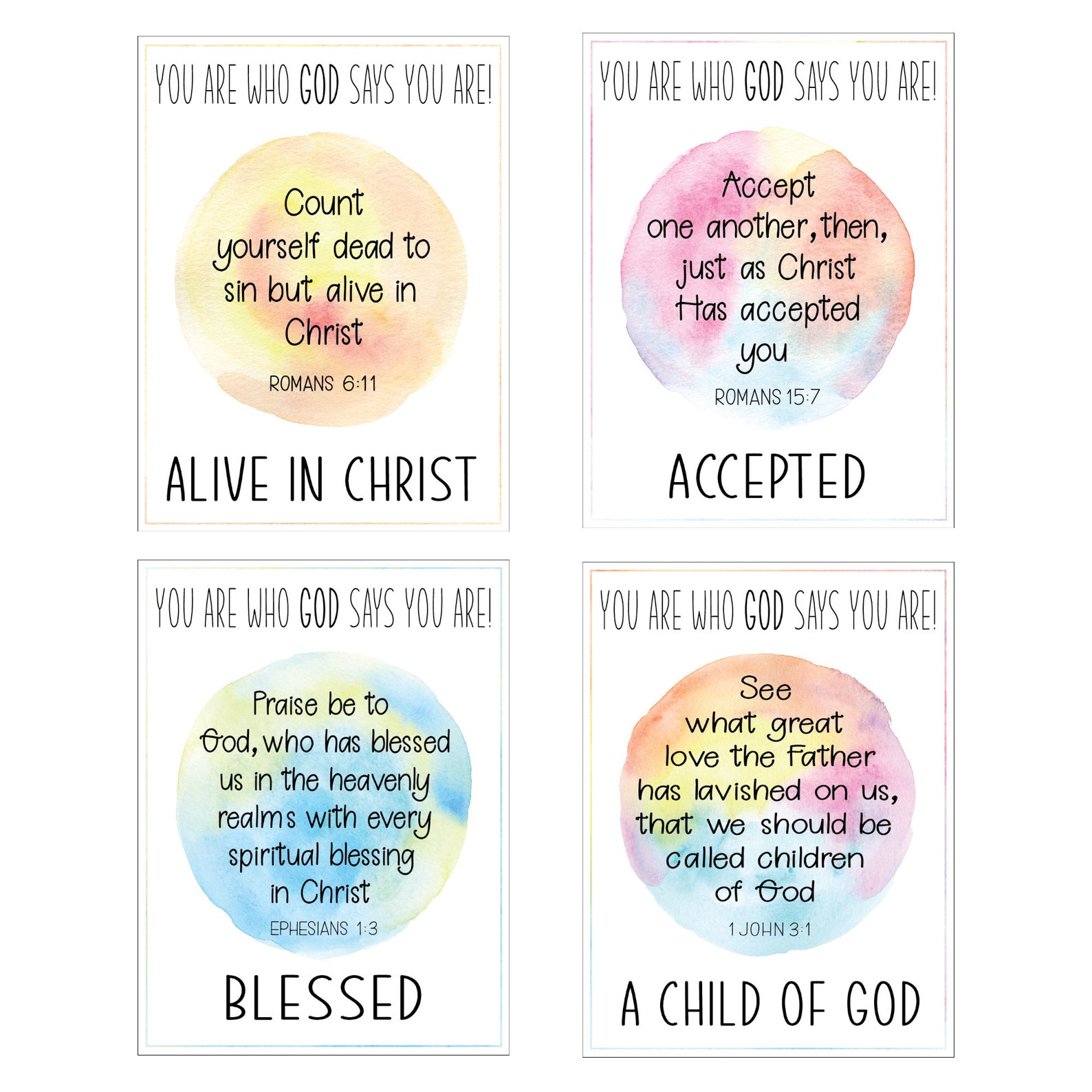 Printable Christian Affirmation/ Scripture Cards Identity in Etsy
