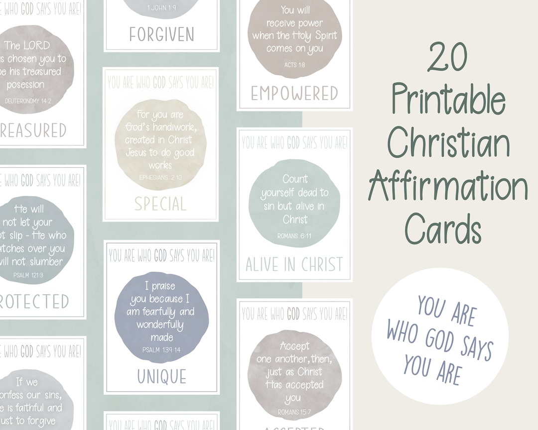 Printable Christian Affirmation / Scripture Cards | Identity in Christ ...