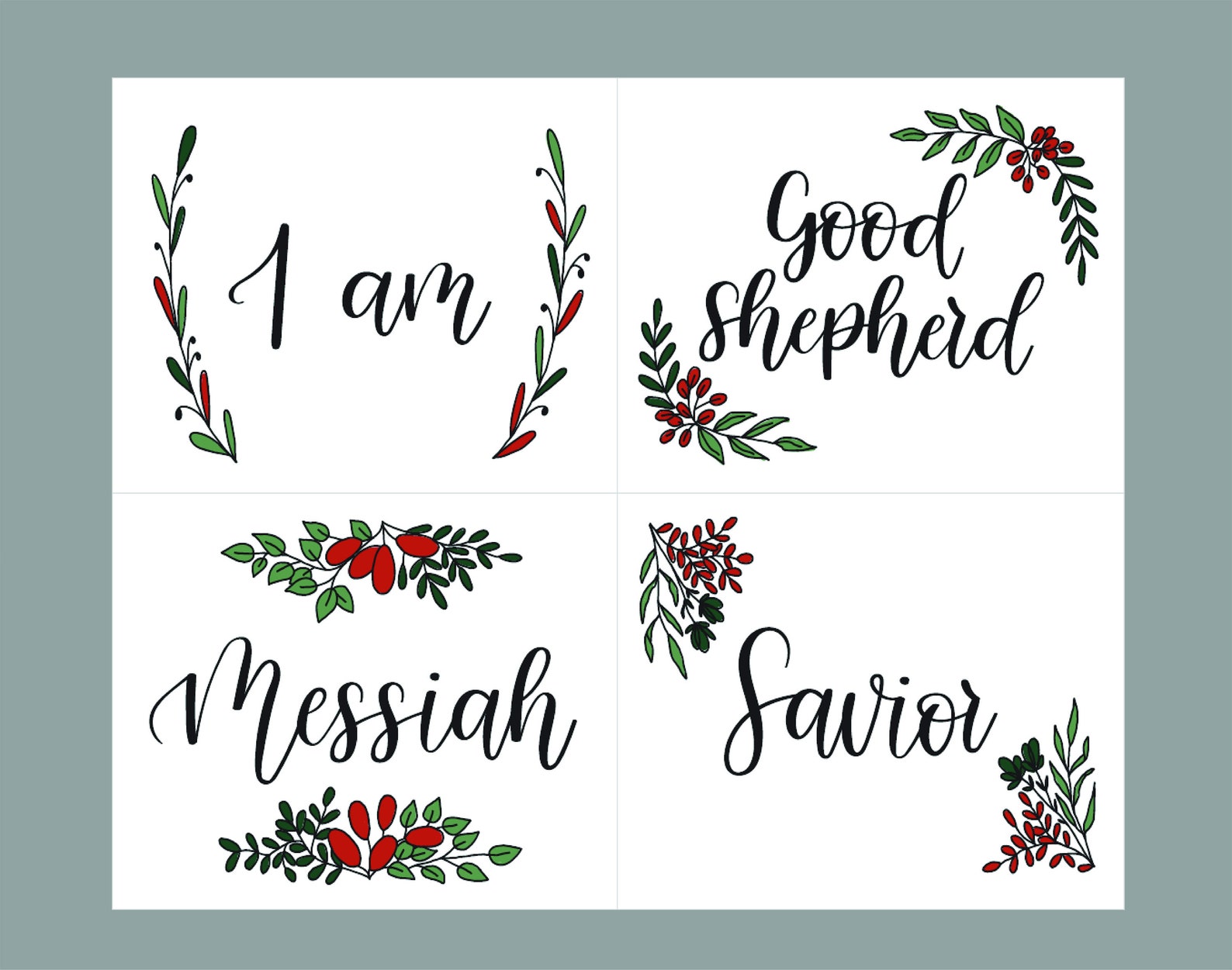 Names Of Jesus Advent Calendar Blue Christmas Decor Red Etsy