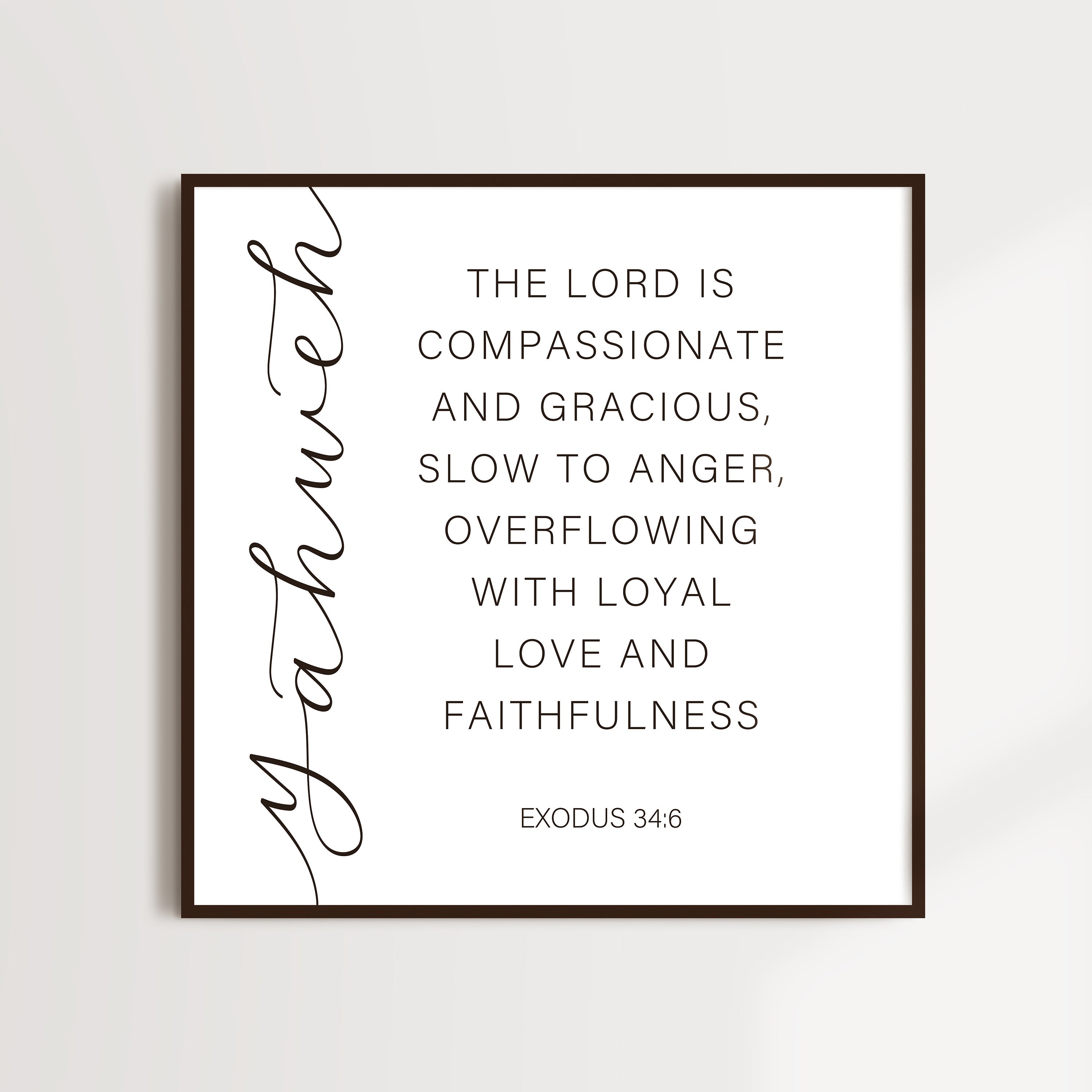 Character of God Printable Download Exodus 34 6 Attributes of Yahweh Christian Bible Verse Artwork Minimalist Home Decor Etsy