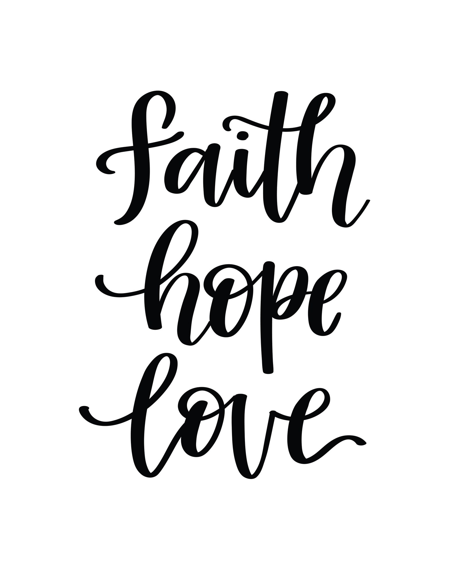 Faith Hope Love Hand Lettered Script Printable Wall Art Etsy
