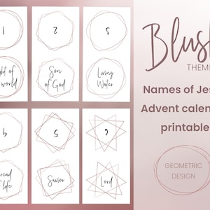 Names of Jesus Advent Calendar |  Blush geometric design |  Rose gold xmas decor | Christmas diy craft | Christian Christmas countdown