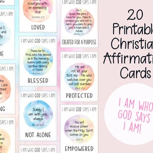 Tarjetas de Afirmaciones Cristianas/Escrituras/Versículos Bíblicos de Identidad en Cristo para Imprimir en Gran Tamaño / Soy quien Dios dice que soy / Tamaño A4 y carta de EE. UU.