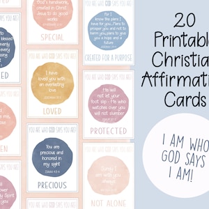 Cartes imprimables d'affirmation chrétienne/ Écriture sainte, couleur personnalisée | L'identité en Christ Versets de la Bible | Vous êtes ce que Dieu dit que vous êtes | école à la maison