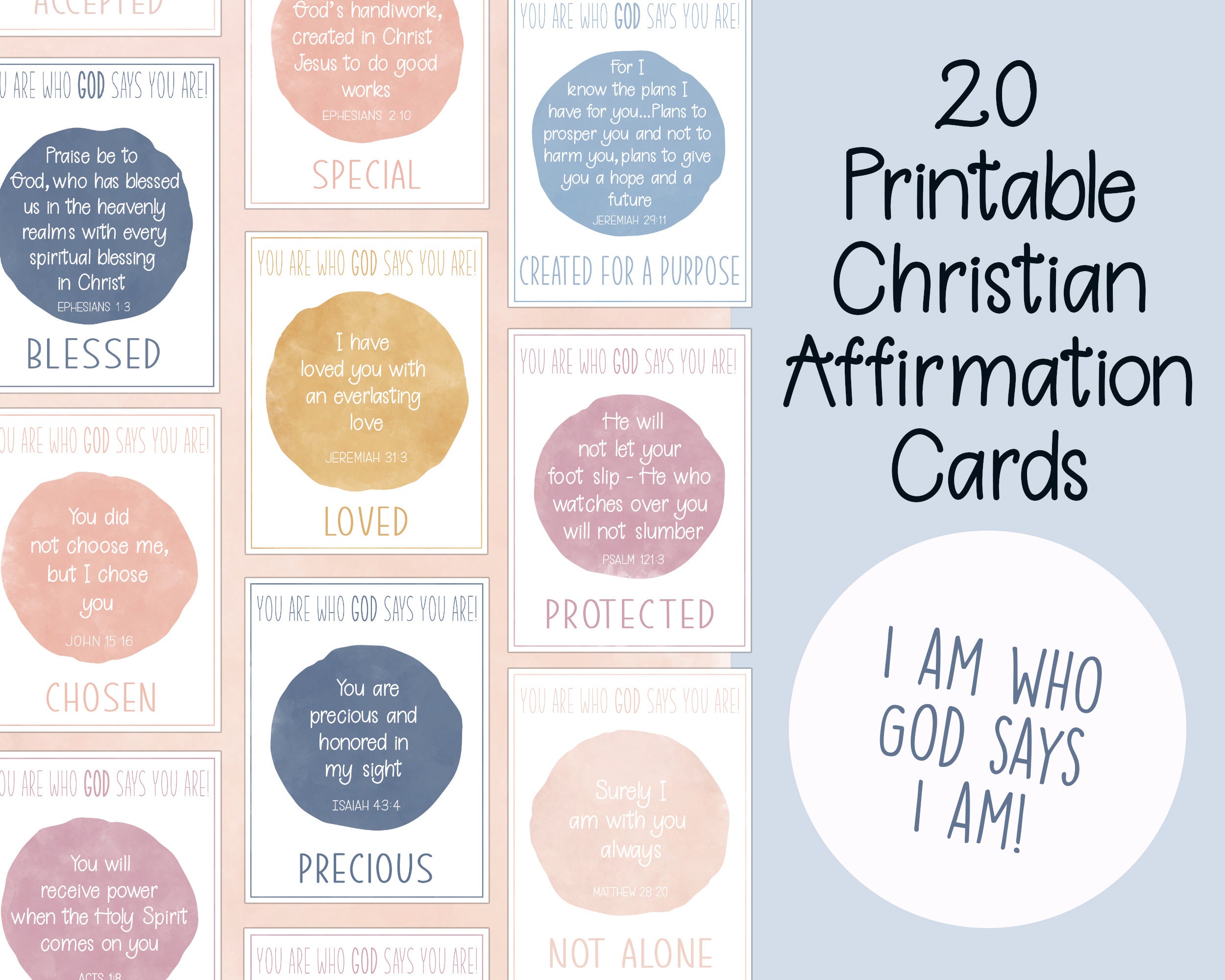 Printable Christian Affirmation Cards | Bible Verses (digital Download ...