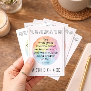 20 regnbågsfärgade bekräftelsekort för kristen identitet i Kristus | Bibelverser (digital nedladdning)