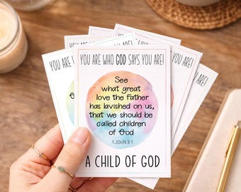 20 Tarjetas de Afirmaciones de Identidad Cristiana Arcoíris en Cristo / Versículos Bíblicos (Descarga Digital)