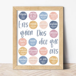 SPANISH VERSION: Identity in Christ Christian wall art &#39;You are who God says you are&#39; Eres Quien Dios Dice Que Eres
